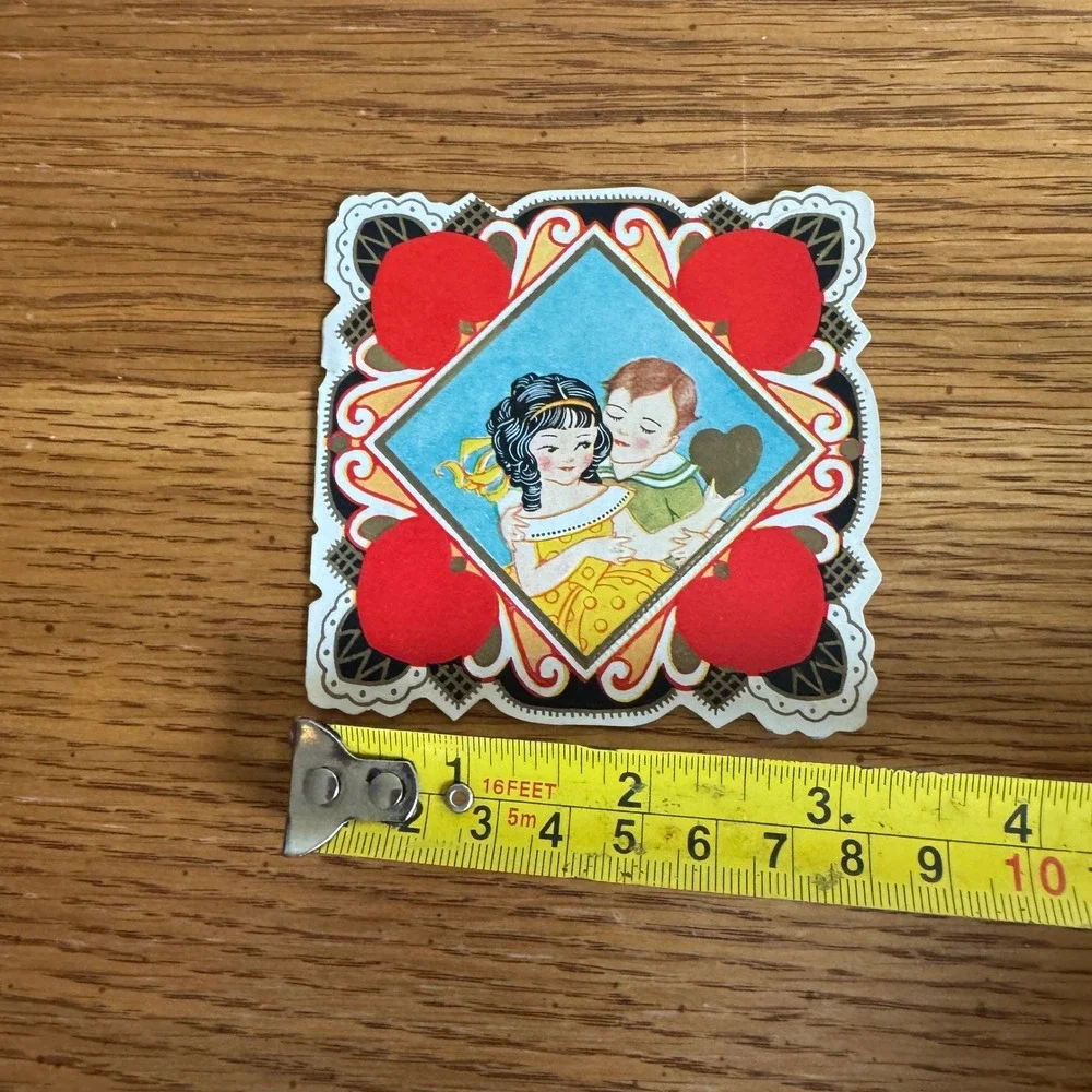 Vintage Valentine Card Boy Girl Holding Heart Carrington Co‎ Chicago ILL